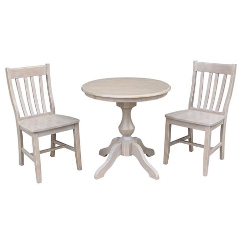 International Concepts Sophia 3-Piece 30 In. Round Weathered Taupe Gray ... intended for Dark Taupe Table Set, 3 Piece Set